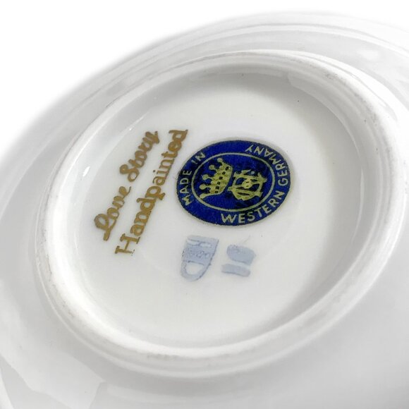 JKW Bavaria West Germany Porcelain Cup & Saucer Love Story Pattern Vintage 1950s - Picture 14 of 14